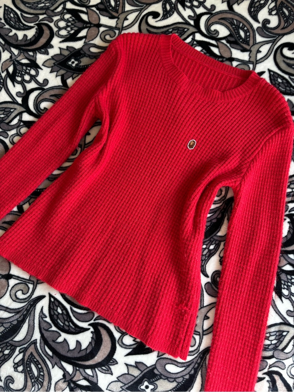 A Bathing Ape Red Ribbed Women's Sweater